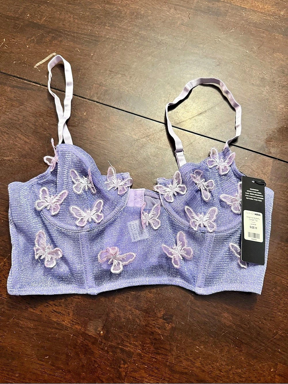 Fashion Nova Breanna Butterfly Corset Top Lavender Size M NWT